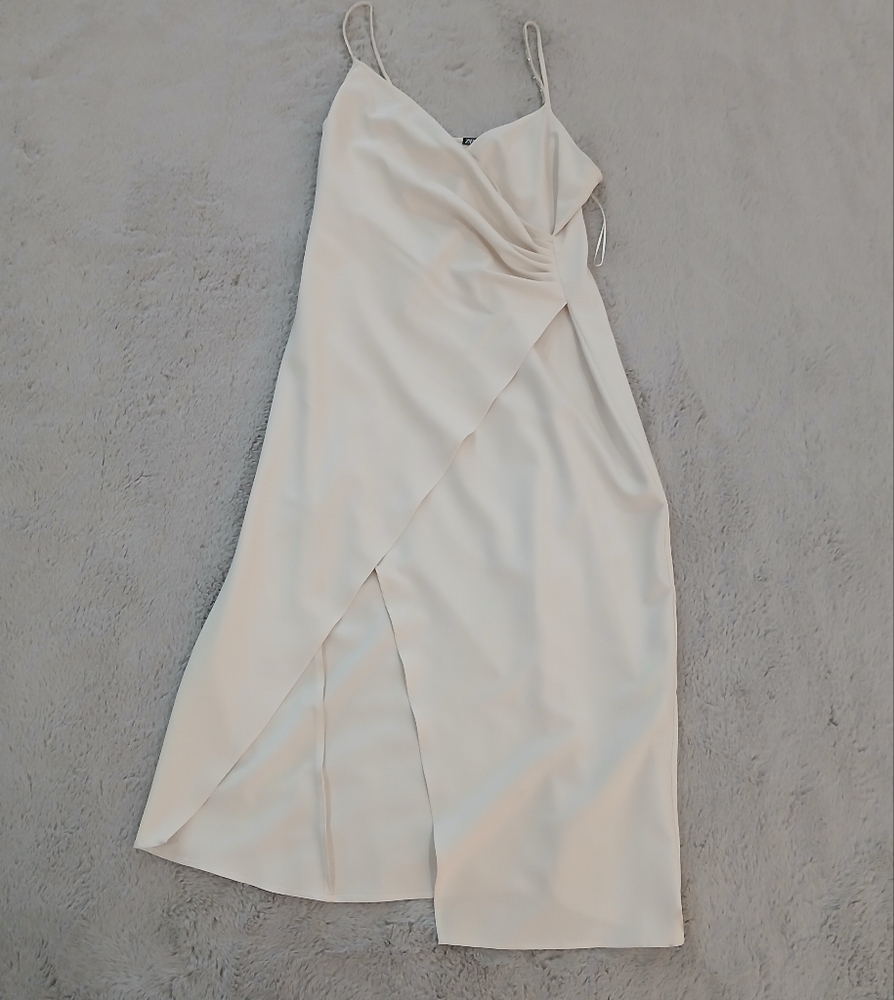 Elegant Cream Spaghetti Strap Dress From Zara